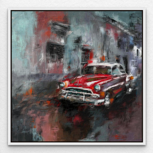 Retro Car Painting Red Vintage Car Print