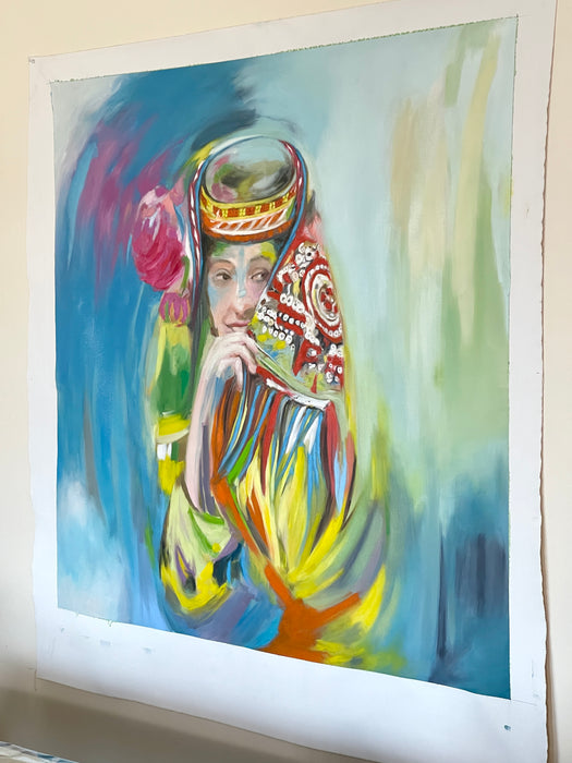 Colorful Woman Oil Painting South Asian Art