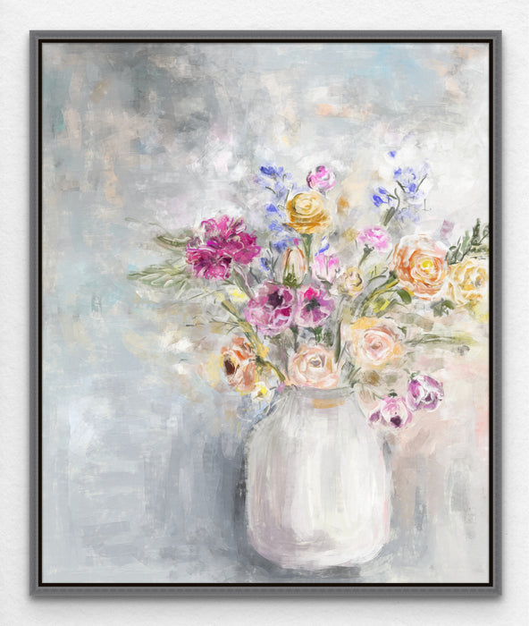 Flower Vase Painting Pastel Floral Still Life