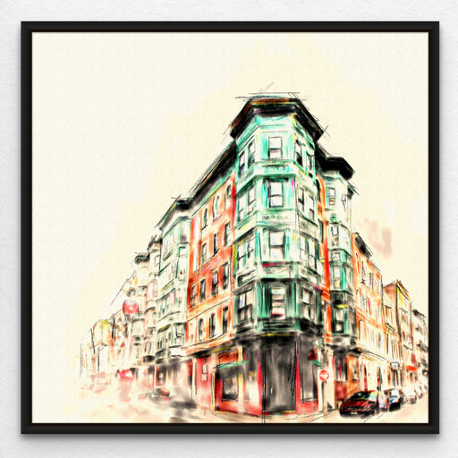 Boston Watercolor Art North End Italian Architecture