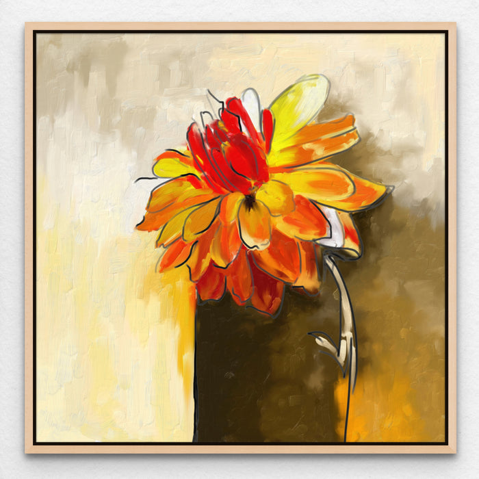 Yellow Orange Dahlia Painting Blooming Art