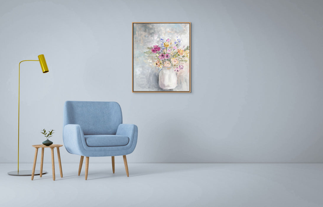 Flower Vase Painting Pastel Floral Still Life