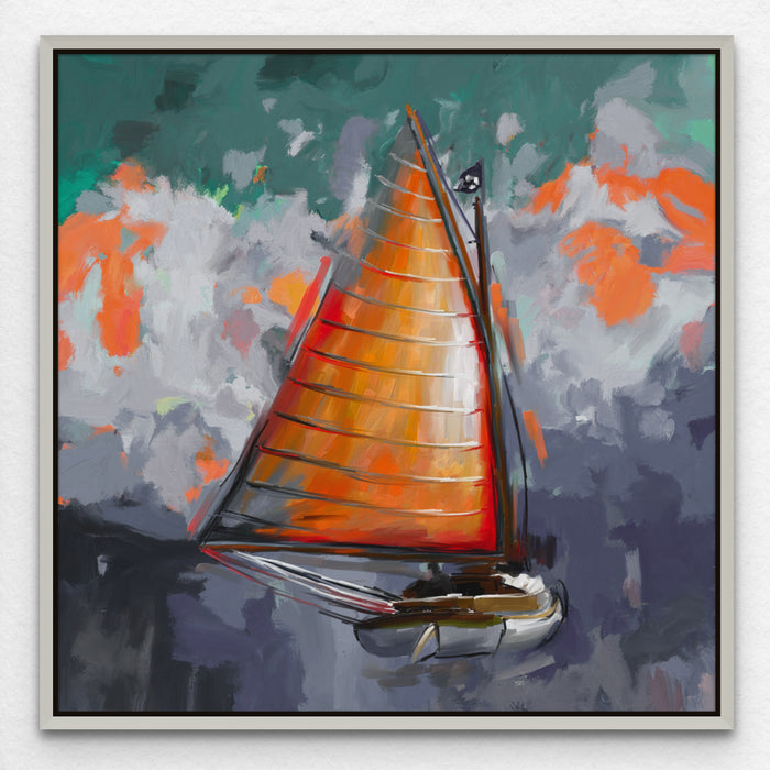 Vintage Sailboat Painting Nautical Wall Art