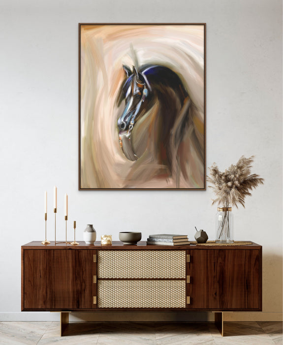 Black Arabian Horse Oil Painting