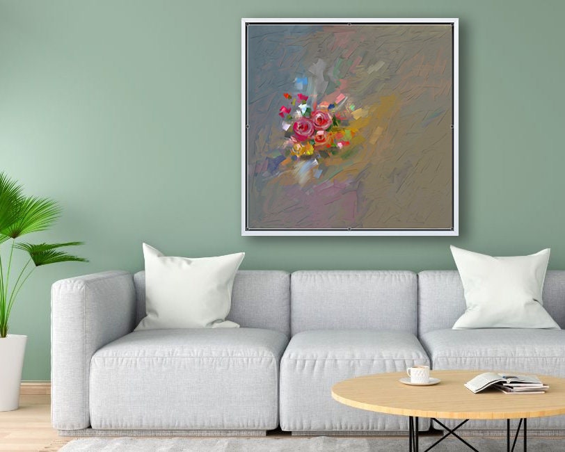 Abstract Loose Style Pink Roses Painting