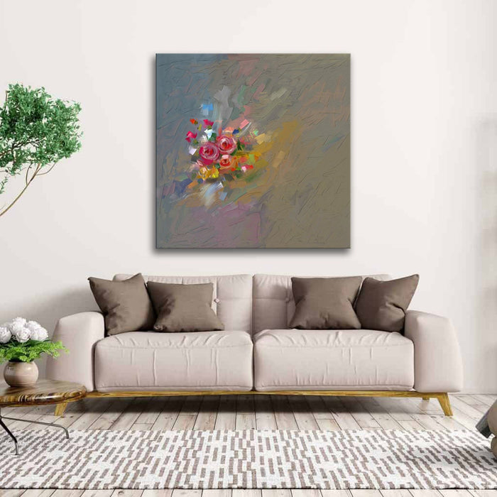 Abstract Loose Style Pink Roses Painting