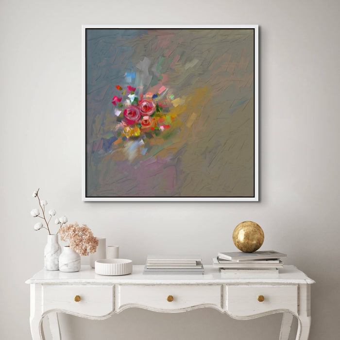 Abstract Loose Style Pink Roses Painting