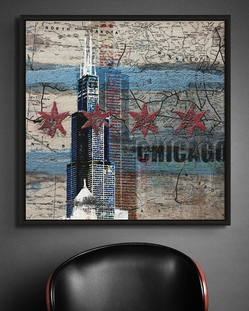 Chicago Flag Art Painting Willis Tower Print