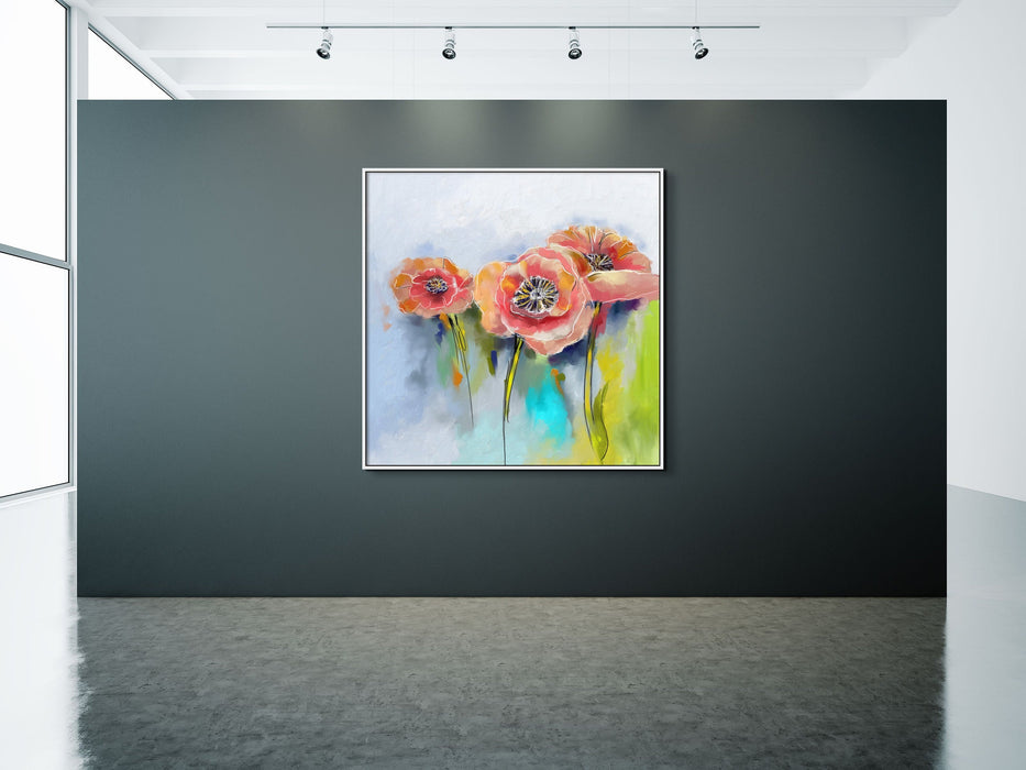 Abstract Poppy Wall Art Pink Peach Poppy Flower