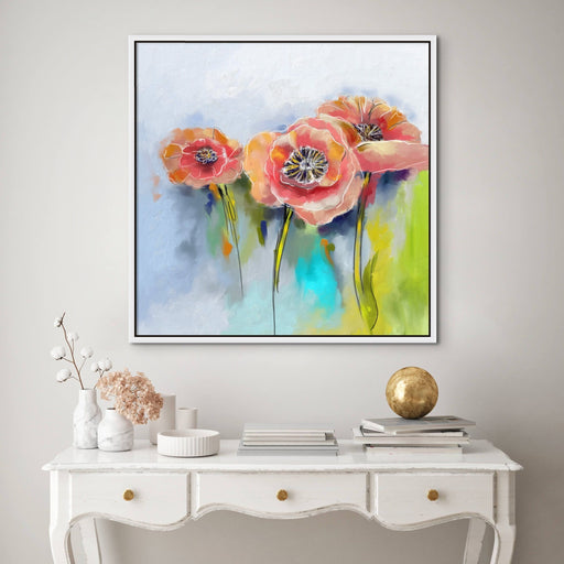 Abstract Poppy Wall Art Pink Peach Poppy Flower