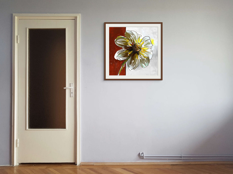 Large Daisy Wall Art Minimal Botanical Artwork