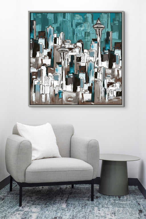 Seattle Skyline Painting Washington Wall Art