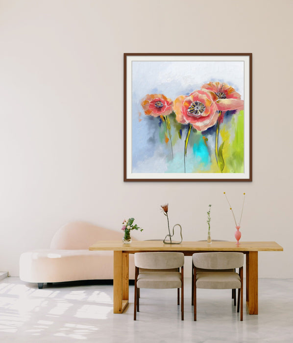 Abstract Poppy Wall Art Pink Peach Poppy Flower