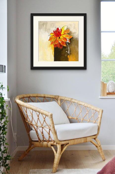 Yellow Orange Dahlia Painting Blooming Art