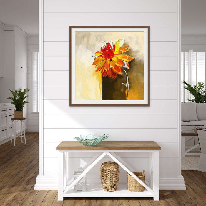 Yellow Orange Dahlia Painting Blooming Art