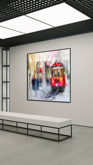 Red Tram Painting Istanbul Wall Art