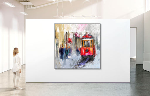 Red Tram Painting Istanbul Wall Art