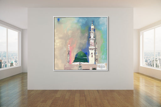 Masjid Nabawi Canvas Art Mosque Painting, Prophet Muhammad Mosque, Rawdah Muslim Holy Place, Islamic Canvas Print