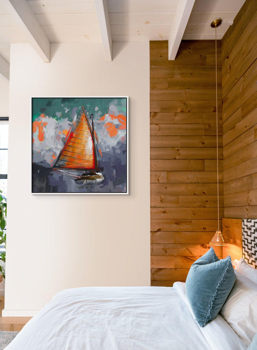 Vintage Sailboat Painting Nautical Wall Art