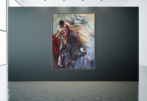 Matador Bull Fighting Original Oil Painting