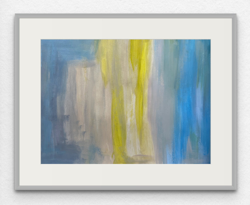 Dusty Blue Lemon Modern Minimalistic Original Artwork