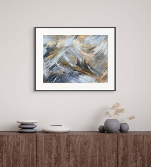 Abstract Mountain Neutral Brush Stroke Art