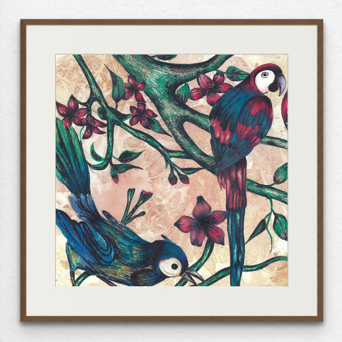 Scarlet Macaw Hand Painted Birds Painting