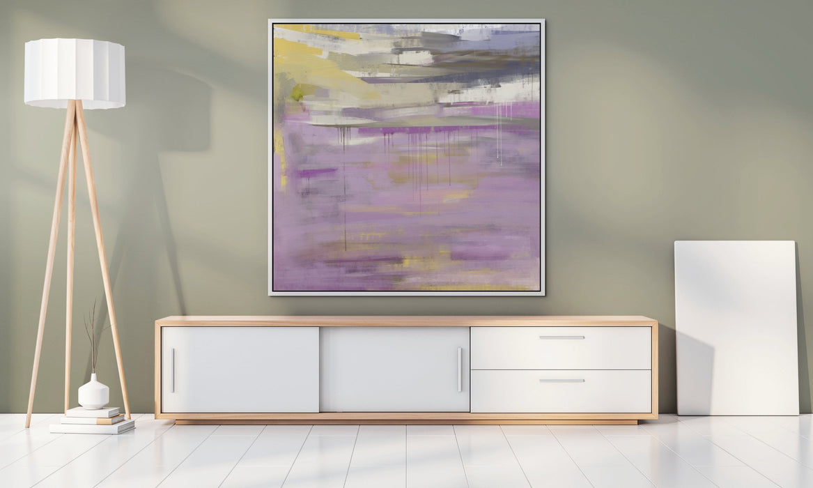 Light Purpel Drip Painting Mauve Wall Art