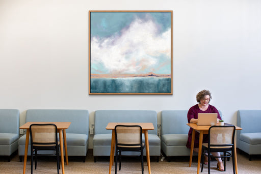 Large Abstract Cloud Painting Teal Wall Art